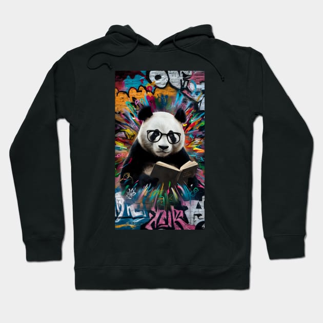 Book lover panda Hoodie by Spaceboyishere